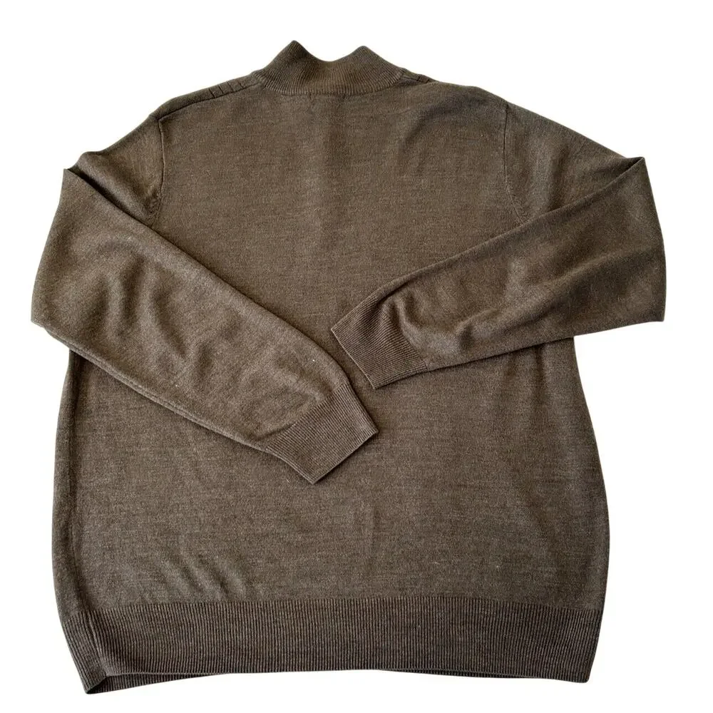 Dockers Men's 1/4 Zip Sweater XXL Brown Pullover Knit Long Sleeves